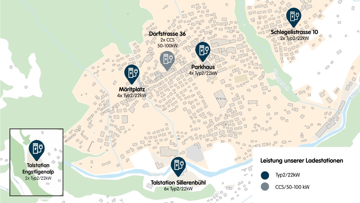 Öffentliche E-Ladestationen in Adelboden